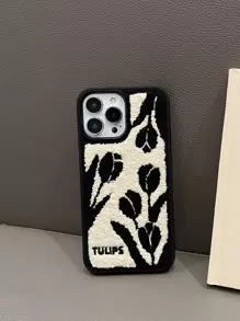 Flower Pattern Plush Phone Case - Multicolor - View 1