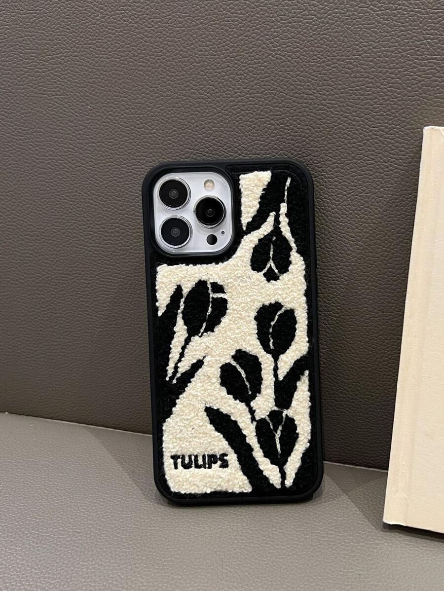 Flower Pattern Plush Phone Case - Multicolor - View 1