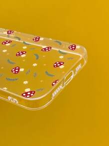 Mushroom & Leaf Pattern Phone Case - Black and White - View 3