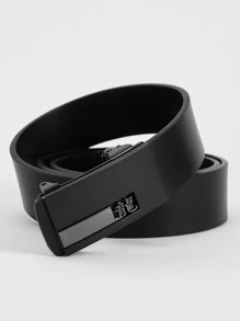 Men Chinese Character Detail Automatic Buckle Belt - Black - View 2