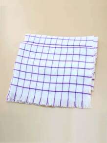 Plaid Pattern Raw Trim Scarf - Multicolor - View 2
