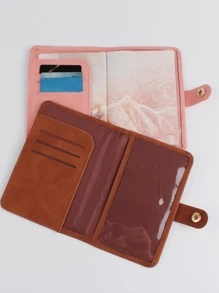 2 piezas Casos de pasaporte de color metálico avión & con estampado de letra - Multicolor - Ver 4