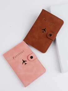 2 piezas Casos de pasaporte de color metálico avión & con estampado de letra - Multicolor - Ver 6