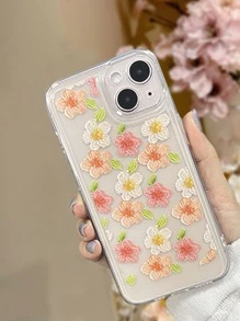 Vỏ điện thoại trong suốt in hoa - Nhiều màu - Xem 1