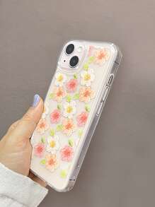 Vỏ điện thoại trong suốt in hoa - Nhiều màu - Xem 3