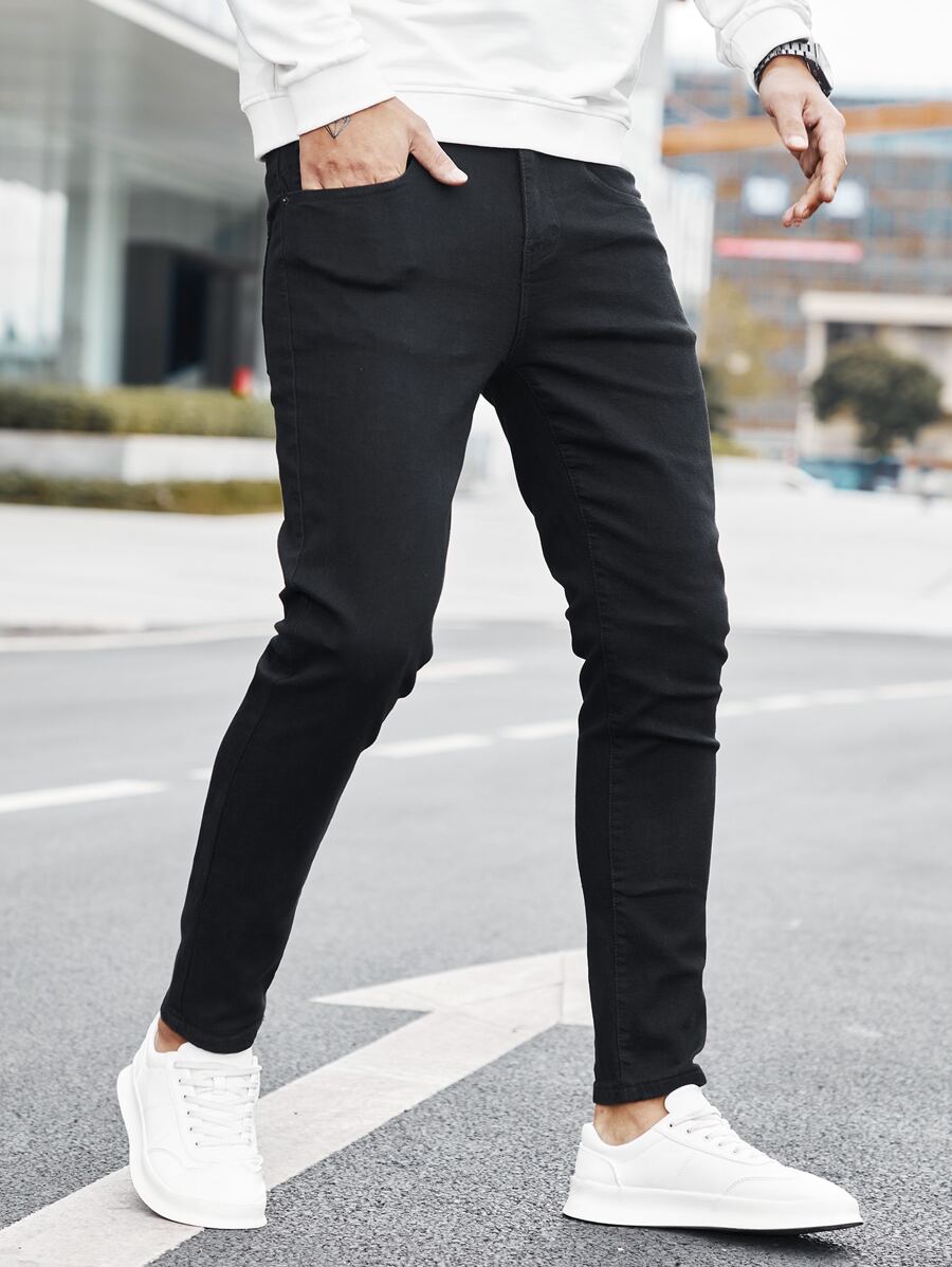 Manfinity Hombres Jeans ajustados unicolor - Negro - Ver 1