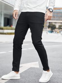 Manfinity Hombres Jeans ajustados unicolor - Negro - Ver 7