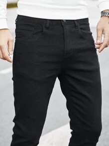 Manfinity Hombres Jeans ajustados unicolor - Negro - Ver 5