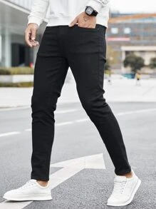 Manfinity Hombres Jeans ajustados unicolor - Negro - Ver 4