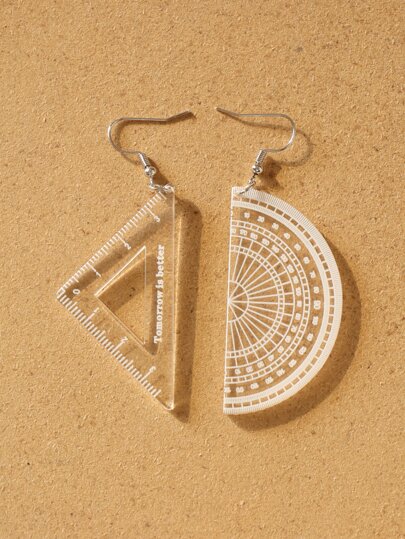 Ruler Mismatched Drop Earrings