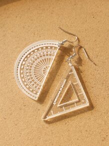 Ruler Mismatched Drop Earrings - Clear - View 2