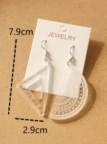 Ruler Mismatched Drop Earrings - Clear - View 3