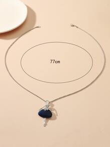 Rhinestone Decor Dancing Girl Pendant Necklace - Silver - View 2