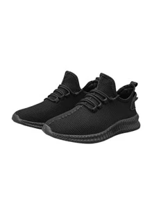 2023年跨境畅销款特大码夏季男士透气运动鞋，网眼跑步运动鞋 - 黑色 - 查看 3