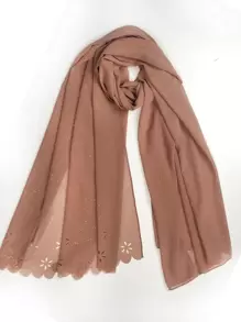 Hollow Out Scallop Trim Scarf - Dusty Pink - View 3