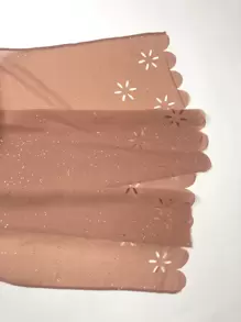 Hollow Out Scallop Trim Scarf - Dusty Pink - View 4