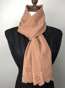 Hollow Out Scallop Trim Scarf - Dusty Pink - View 6