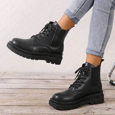 Minimalist Lace Up Front Combat Boots