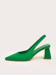 流行的女士後背繫帶高跟鞋，綠色雕塑式高跟鞋
