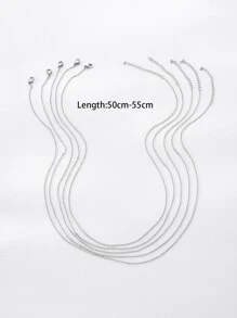 5pcs Minimalist Chain Necklace - Silver - View 3