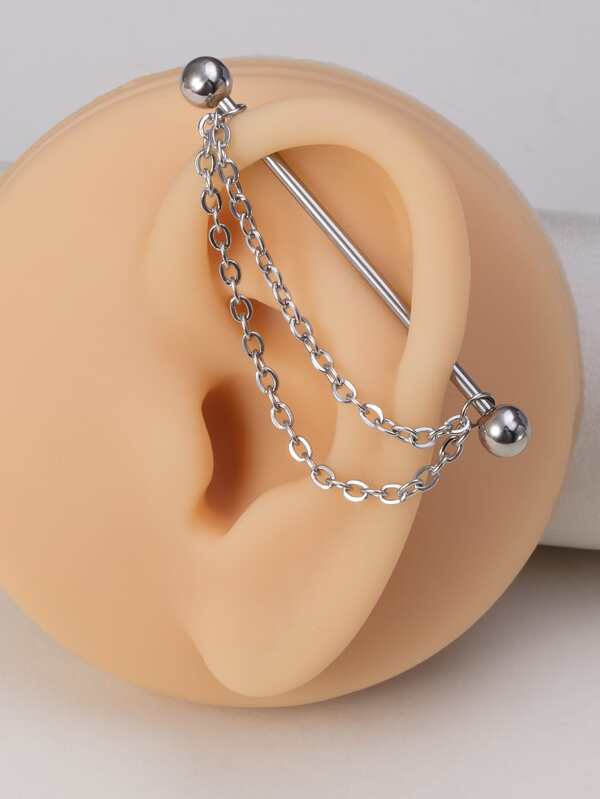 1pc Chain Decor Crawler Hook Earring