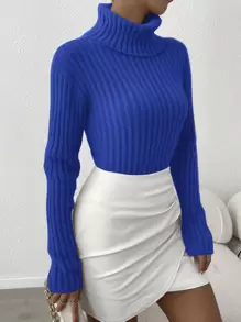 SHEIN Frenchy 高領條紋針織套頭毛衣