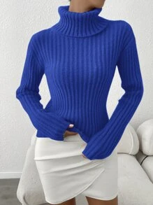 SHEIN Frenchy 高領條紋針織套頭毛衣