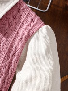 Chicas Vestido camisero de dos tonos bajo con fruncido - Multicolor - Ver 5