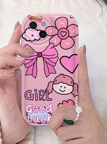 蝴蝶結和標語圖案防摔手機殼 - 彩色 - 查看 2