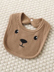 SHEIN Conjunto De Recién Nacido Para Niño Con Bordado De Dibujos Animados En Camiseta, Pantalones, Gorro, Babero Y Guantes - Camel - Ver 7