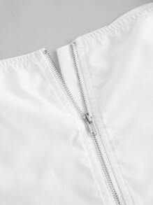 SHEIN MOD Sweetheart Neck Puff Sleeve Crop Blouse,Long Sleeve Tops - White - View 3