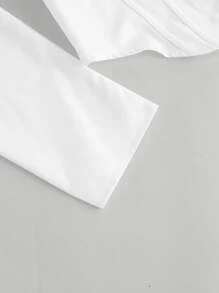 SHEIN MOD Sweetheart Neck Puff Sleeve Crop Blouse,Long Sleeve Tops - White - View 4