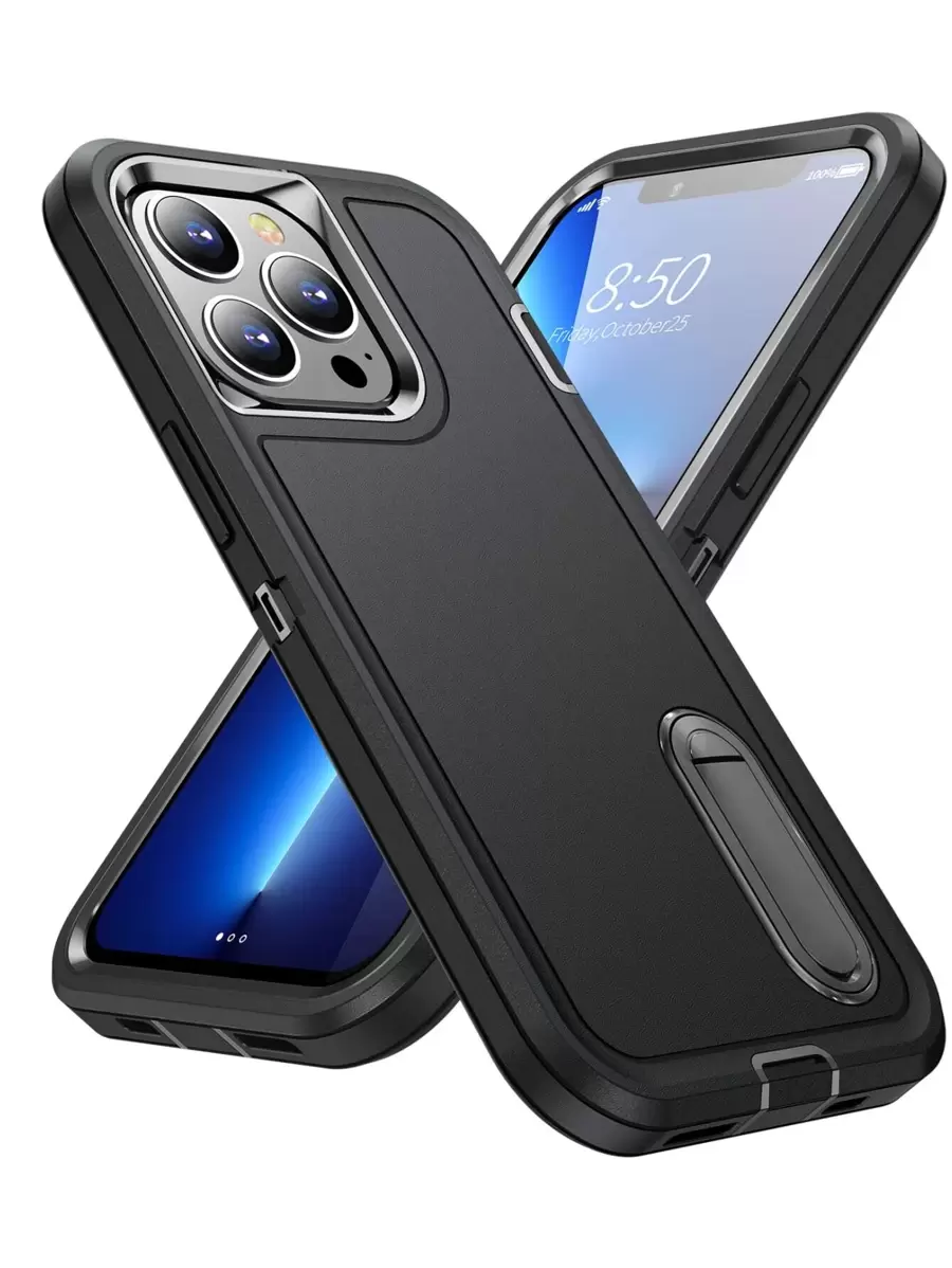 适用于 16 的坚固手机壳，复古风格，防水防震防摔防刮花 - 黑色 - 查看 1