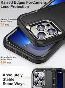 适用于 16 的坚固手机壳，复古风格，防水防震防摔防刮花 - 黑色 - 查看 6