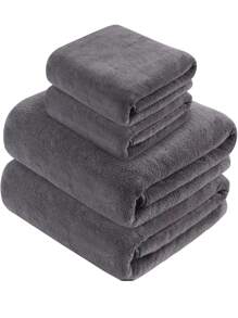 1入組素色浴巾 - 灰色 - 查看 1