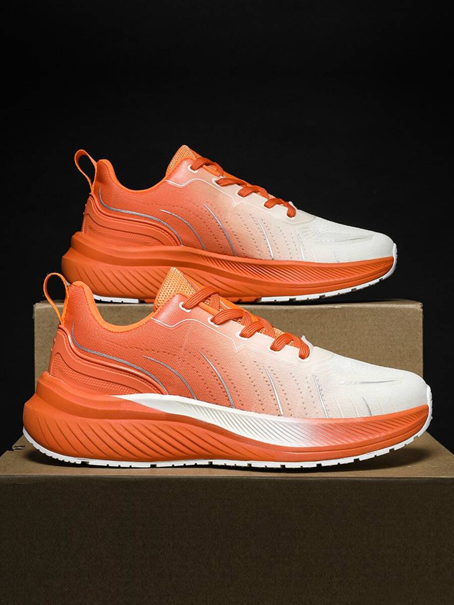Men Ombre Lace-up Front Running Shoes - Orange - View 1
