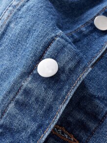 Manfinity Men Flap Pocket Denim Jacket Without Hoodie - Dark Wash - View 5