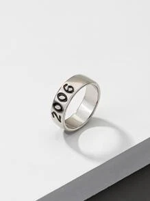 Những người đàn ông thời trang và phổ biến Số chi tiết nhẫn hợp kim cho món quà trang sức và cho một vẻ ngoài sành điệu - Bạc - Xem 2