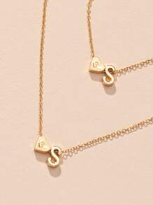 愛心裝飾項鍊和手鐲 - 金黃色 - 查看 3