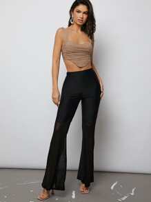 SHEIN BAE High Waist Flare Leg Trousers - Black - View 5
