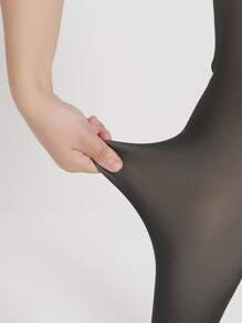 1 双纯色毛绒内衬加大码仿透明保暖内衬紧身裤