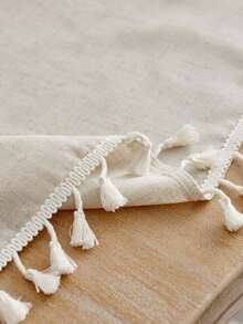 Tassel Trim Tablecloth - Beige - View 5