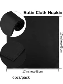 6pcs 43*43cm Polyester Solid Color Napkins, Table Napkins, Square Placemats - Black - View 4
