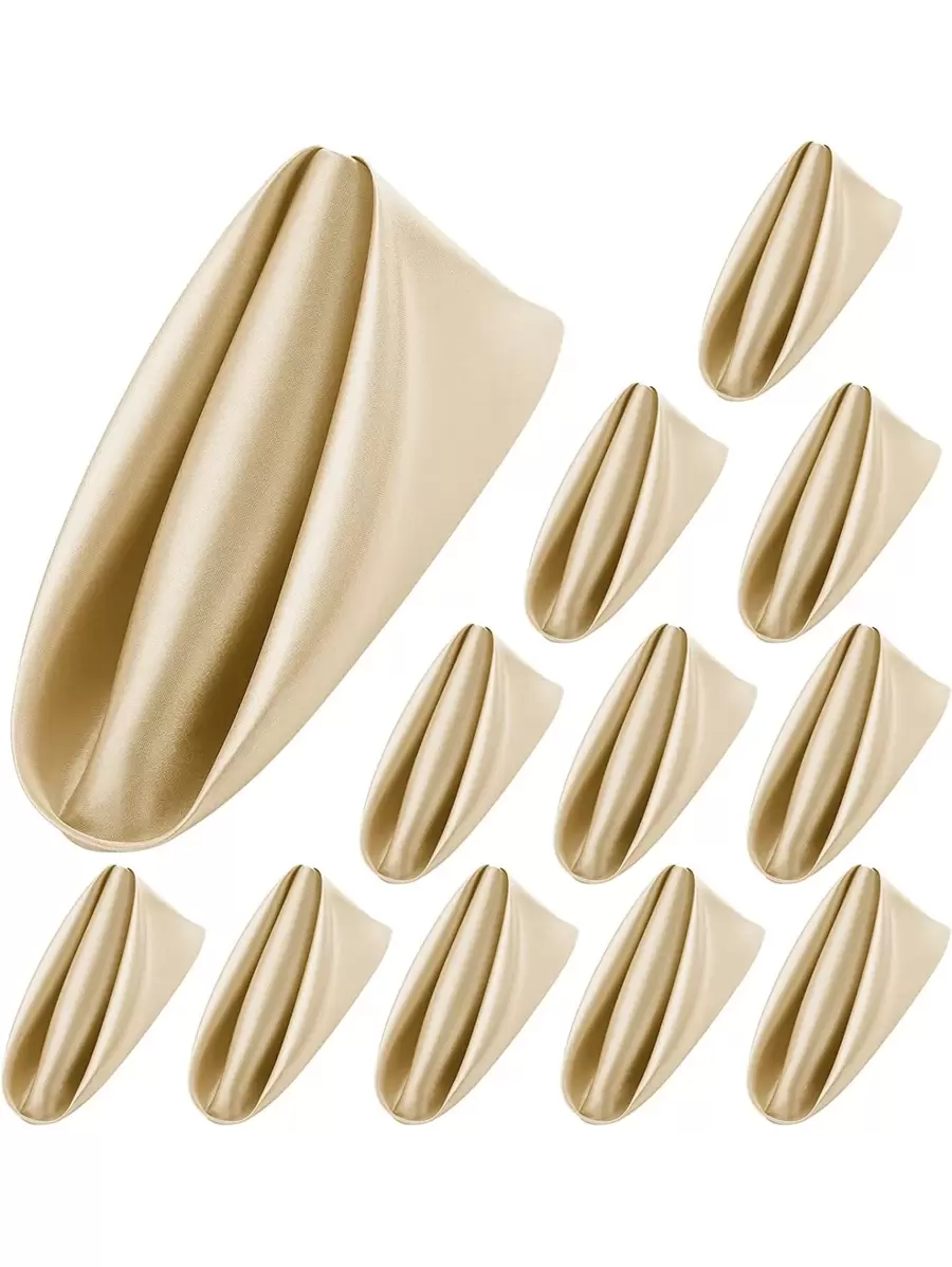 6pcs-43*43cm Solid Color Dinner Napkins, Table Napkins, Tablecloth, Square Napkins - Champagne - View 1