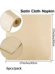 6pcs-43*43cm Solid Color Dinner Napkins, Table Napkins, Tablecloth, Square Napkins - Champagne - View 3