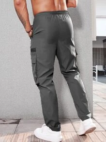 Manfinity Homme Quần Nam Dây kéo Túi màu trơn Đường phố - Màu xám đen - Xem 2