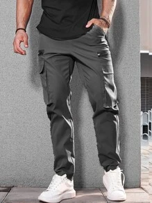 Manfinity Homme Quần Nam Dây kéo Túi màu trơn Đường phố - Màu xám đen - Xem 8