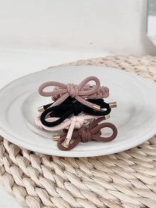 4 piezas Goma para pelo con diseño de lazo trenzado - Multicolor - Ver 1