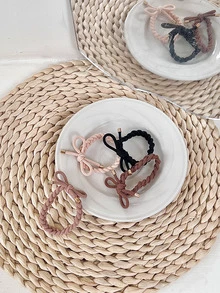 4 piezas Goma para pelo con diseño de lazo trenzado - Multicolor - Ver 2