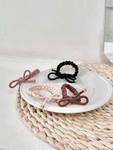 4 piezas Goma para pelo con diseño de lazo trenzado - Multicolor - Ver 3